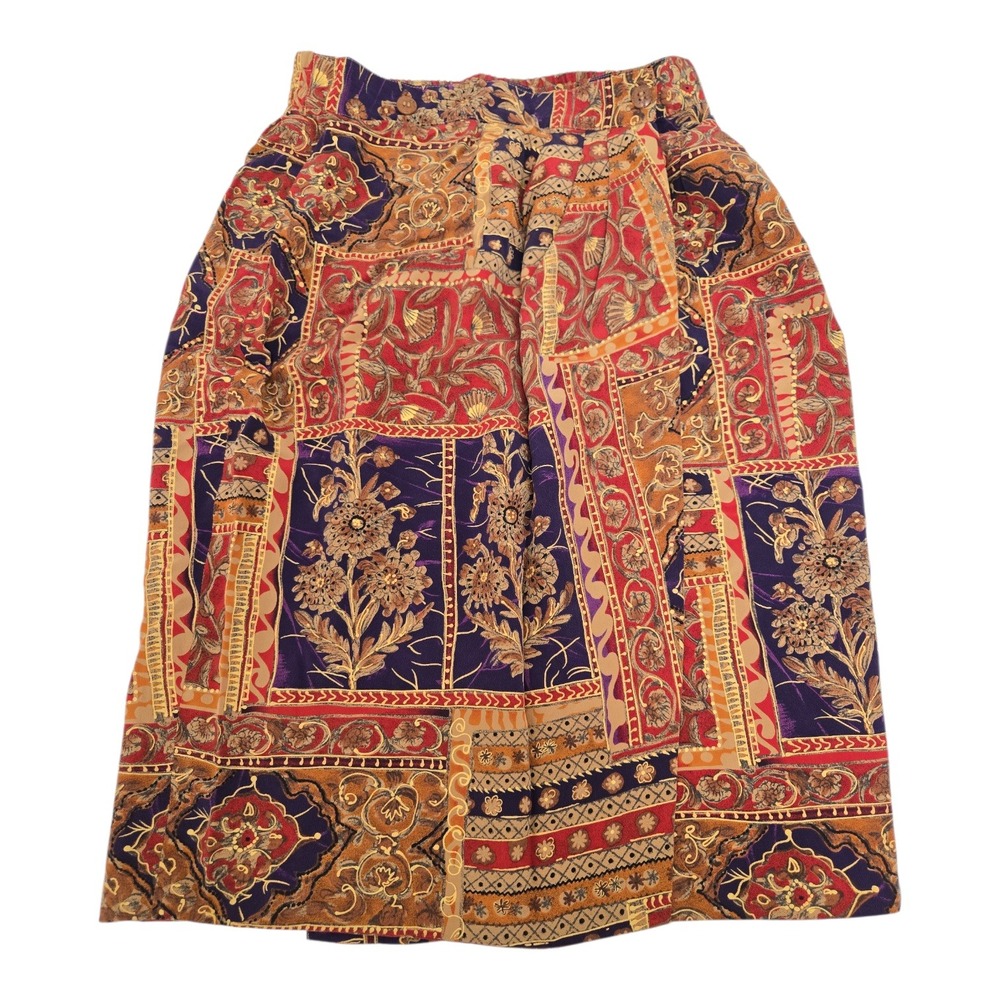 Vintage Vibrant‎ Patchwork Print Boho Elastic Waist Reversible Women's Skirt